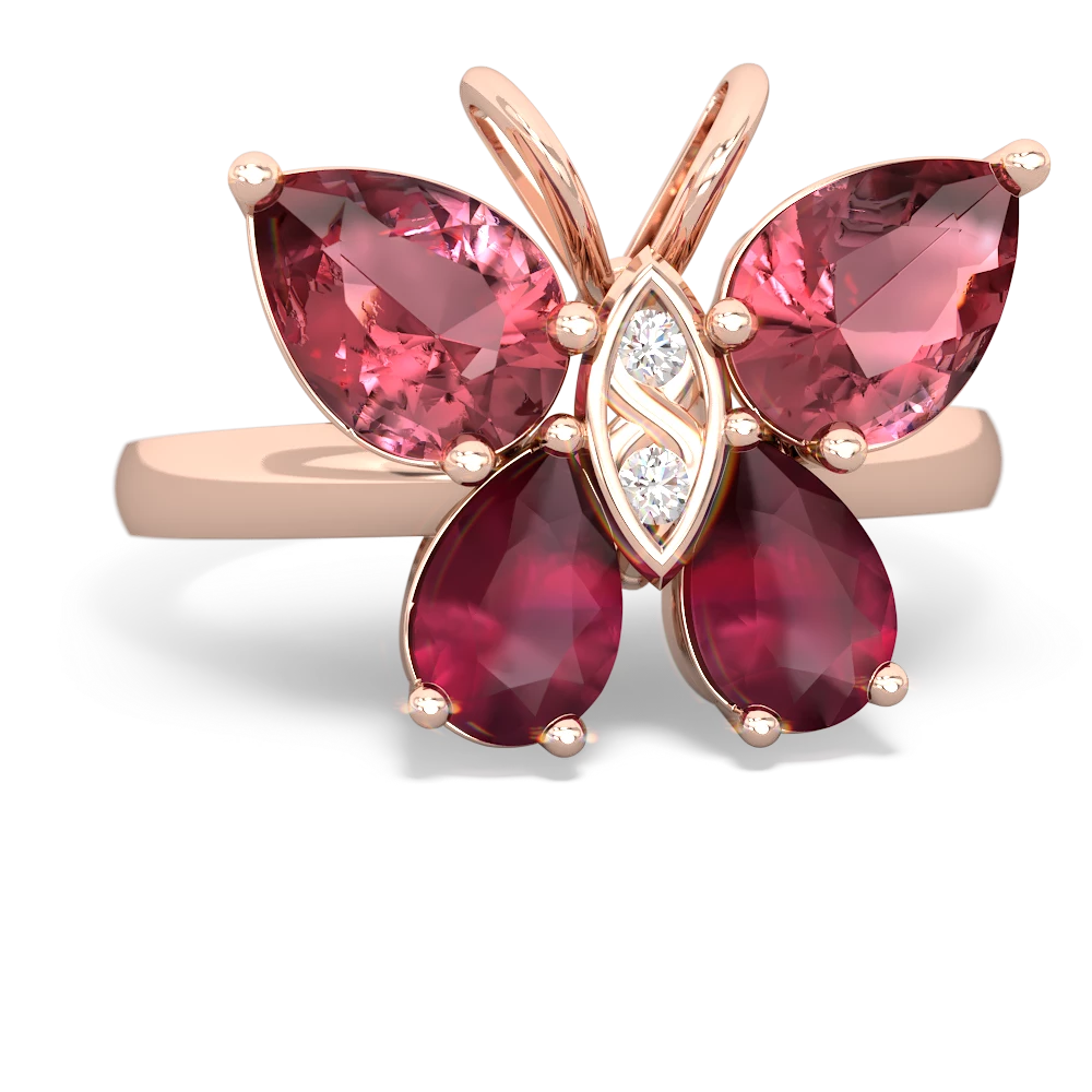 Pink Tourmaline Butterfly 14K Rose Gold ring R2215