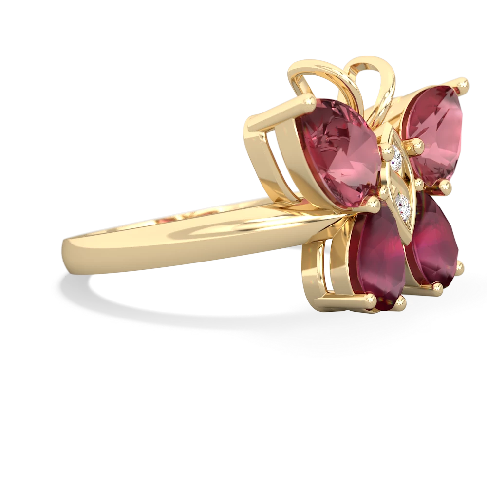 Pink Tourmaline Butterfly 14K Yellow Gold ring R2215