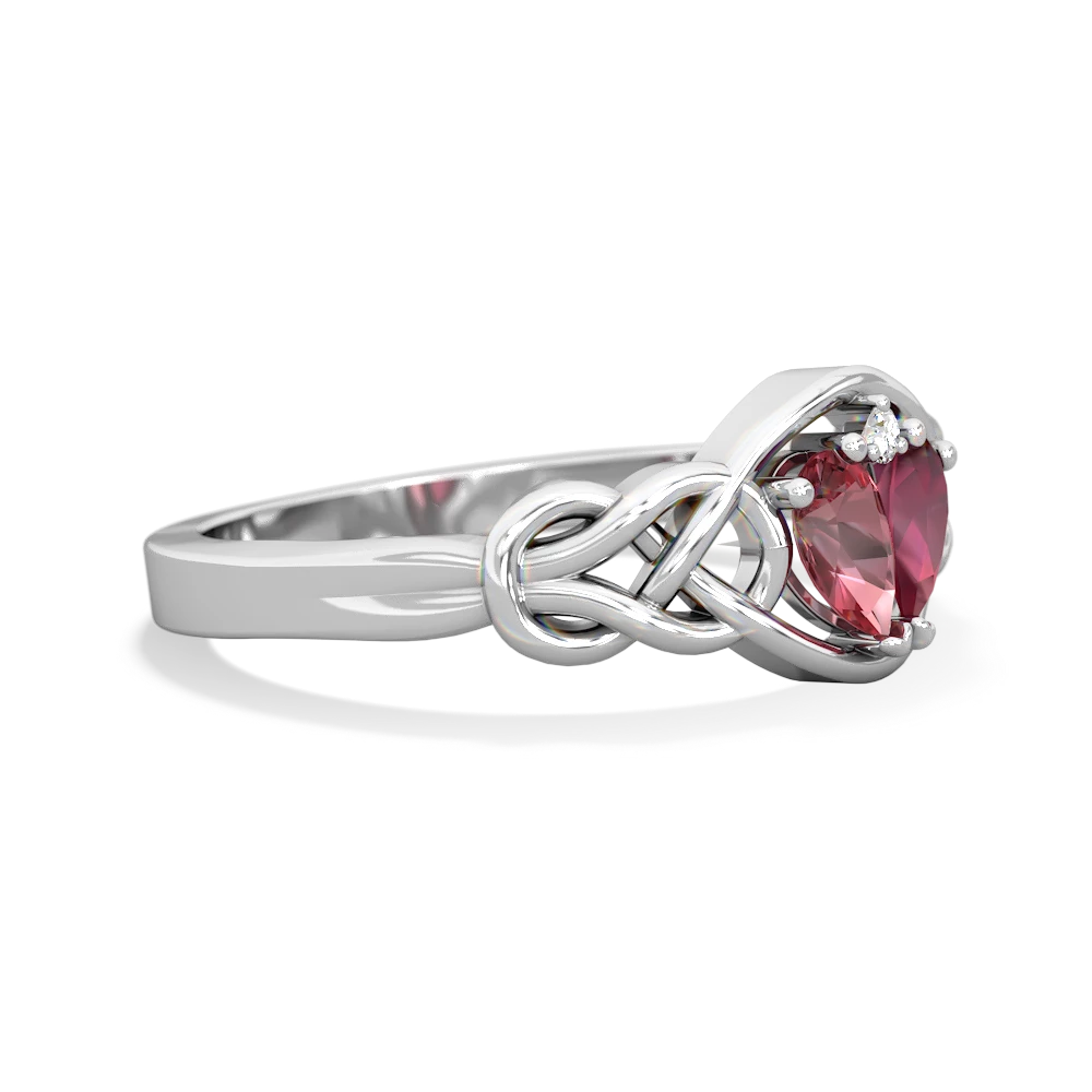 Pink Tourmaline Celtic Love Knot 14K White Gold ring R5420