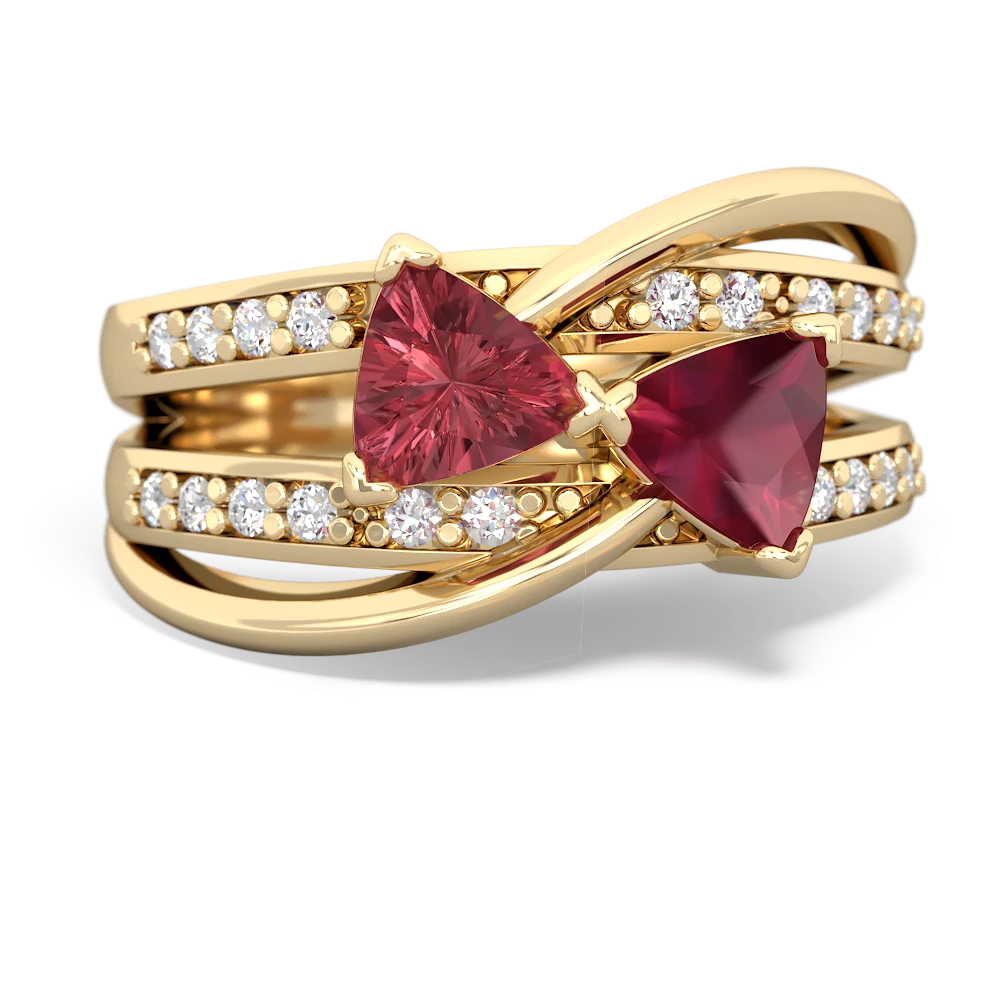 Pink Tourmaline Bowtie 14K Yellow Gold ring R2360