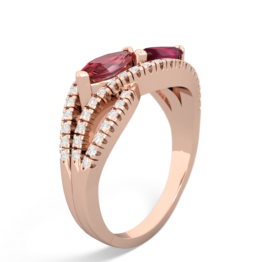 Pink Tourmaline Diamond Rivers 14K Rose Gold ring R3070