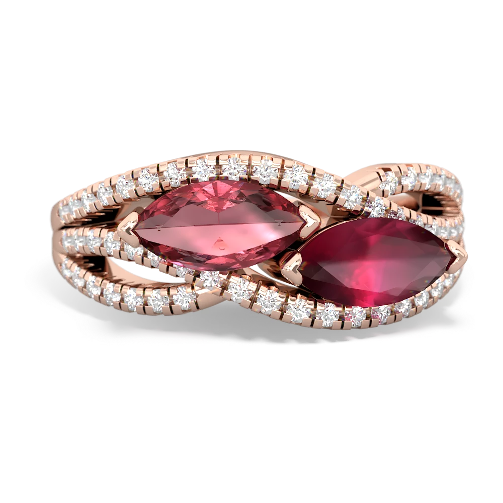 Pink Tourmaline Diamond Rivers 14K Rose Gold ring R3070