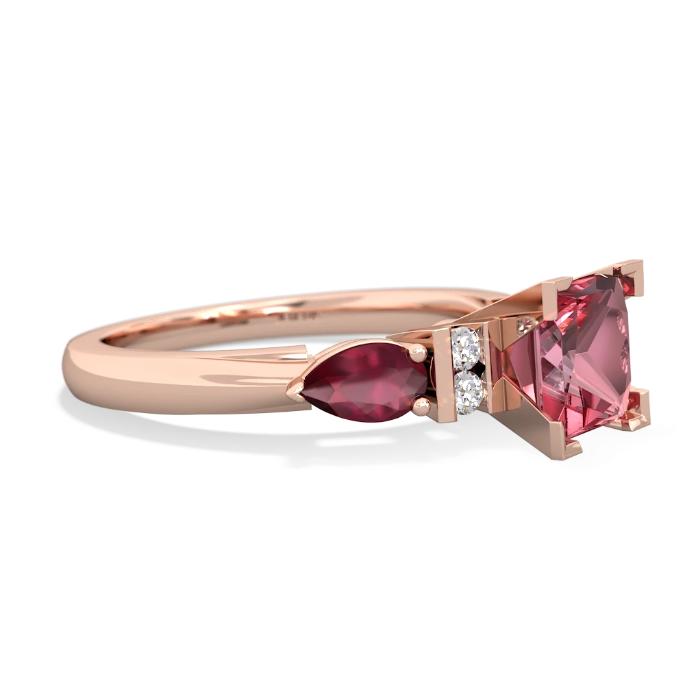 Pink Tourmaline 6Mm Princess Eternal Embrace Engagement 14K Rose Gold ring C2002