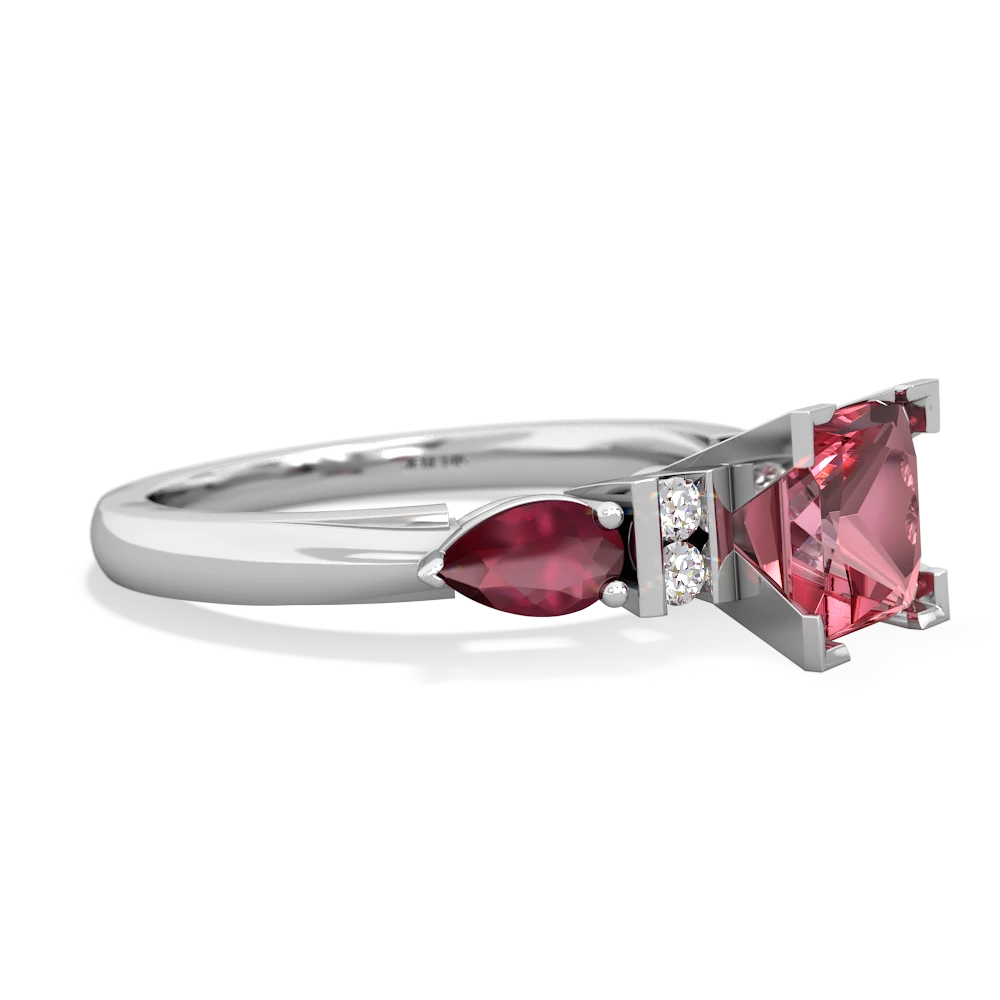 Pink Tourmaline 6Mm Princess Eternal Embrace Engagement 14K White Gold ring C2002