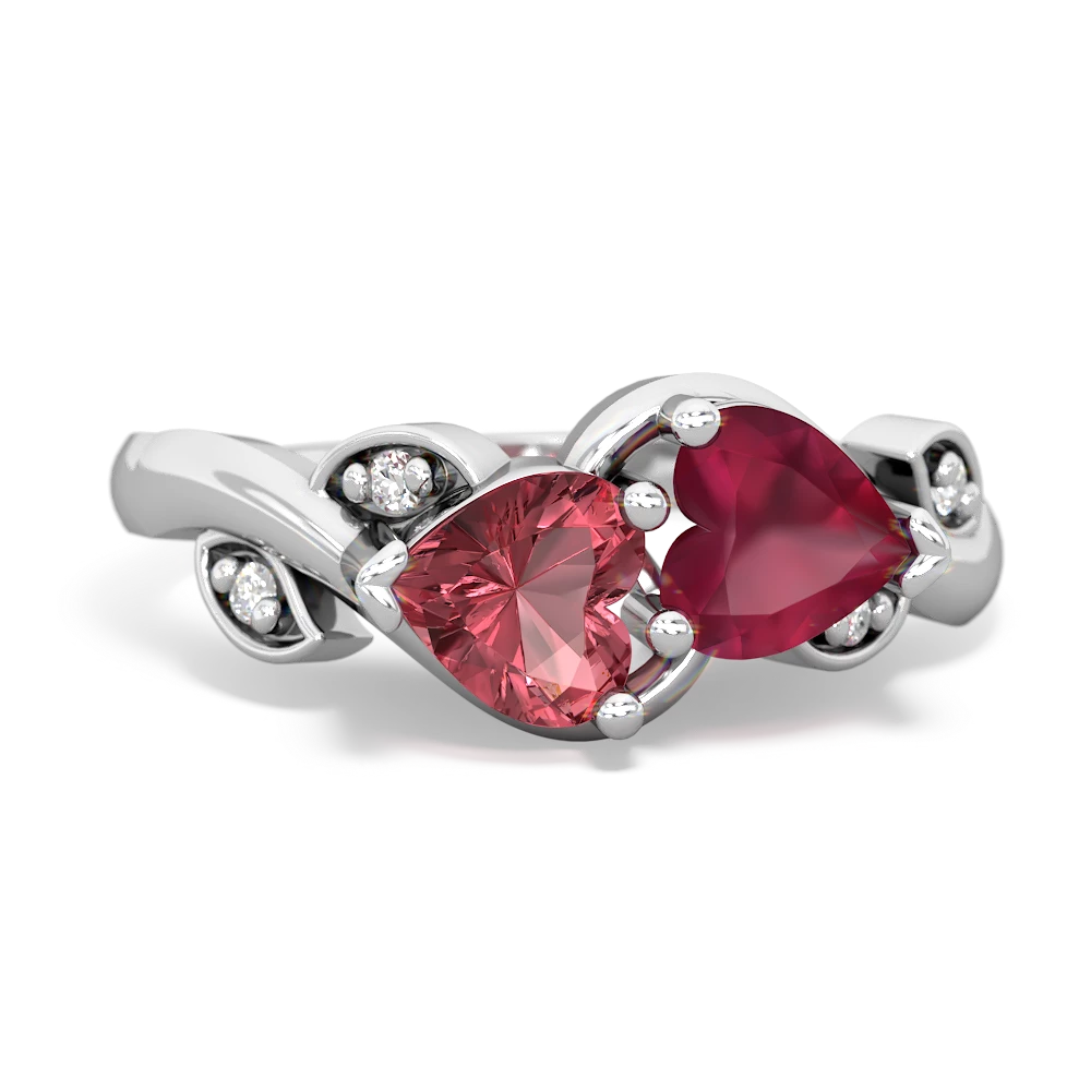 Pink Tourmaline Floral Elegance 14K White Gold ring R5790