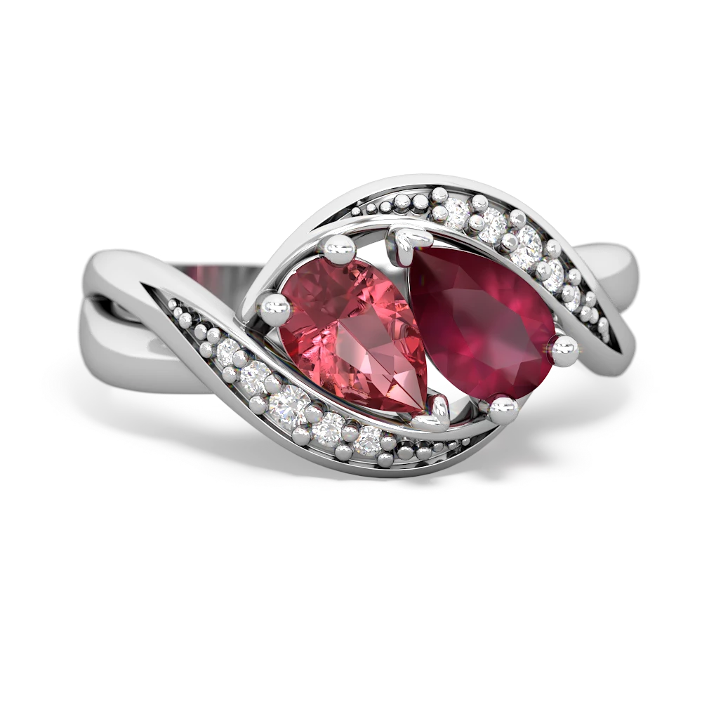 Pink Tourmaline Summer Winds 14K White Gold ring R5342