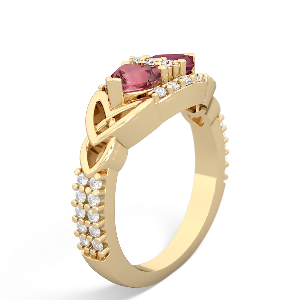 Pink Tourmaline Sparkling Celtic Knot 14K Yellow Gold ring R2645