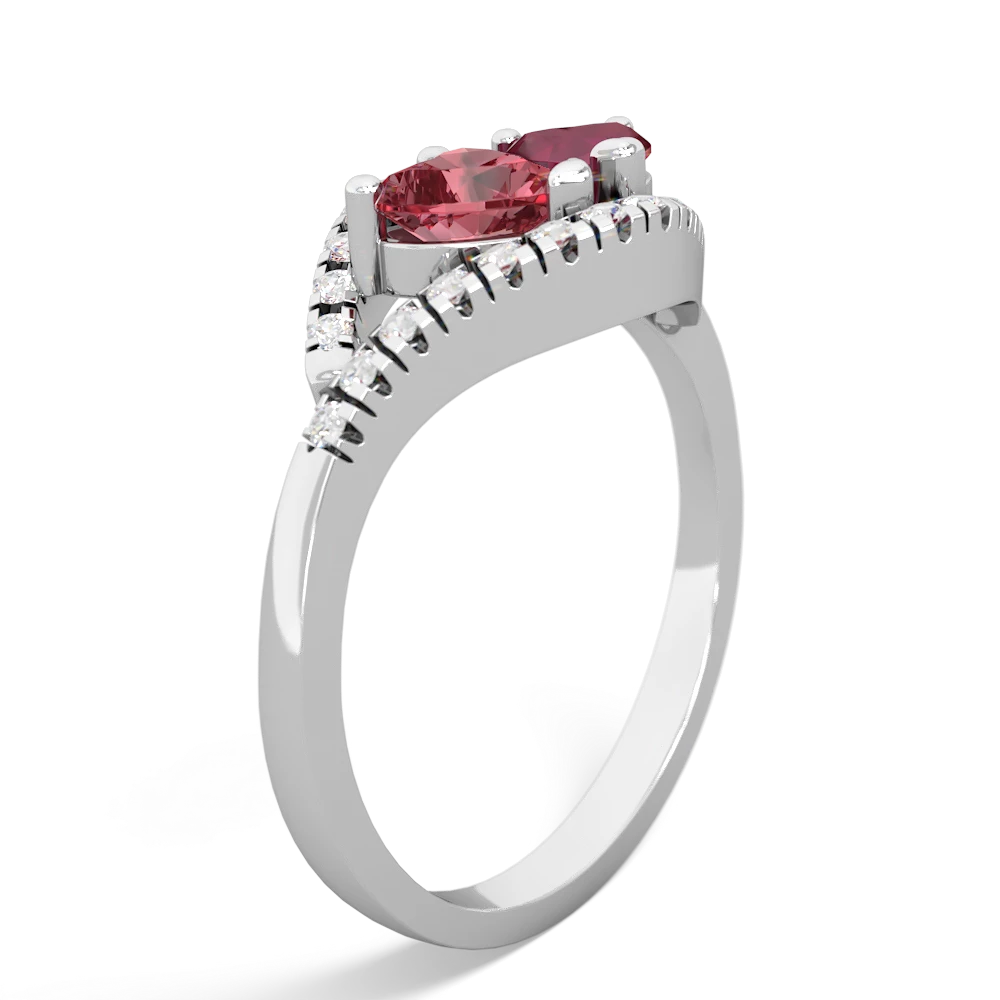 Pink Tourmaline Mother And Child 14K White Gold ring R3010