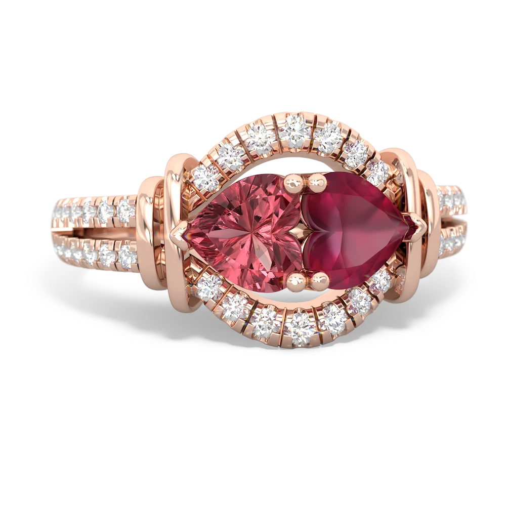 Pink Tourmaline Art-Deco Keepsake 14K Rose Gold ring R5630