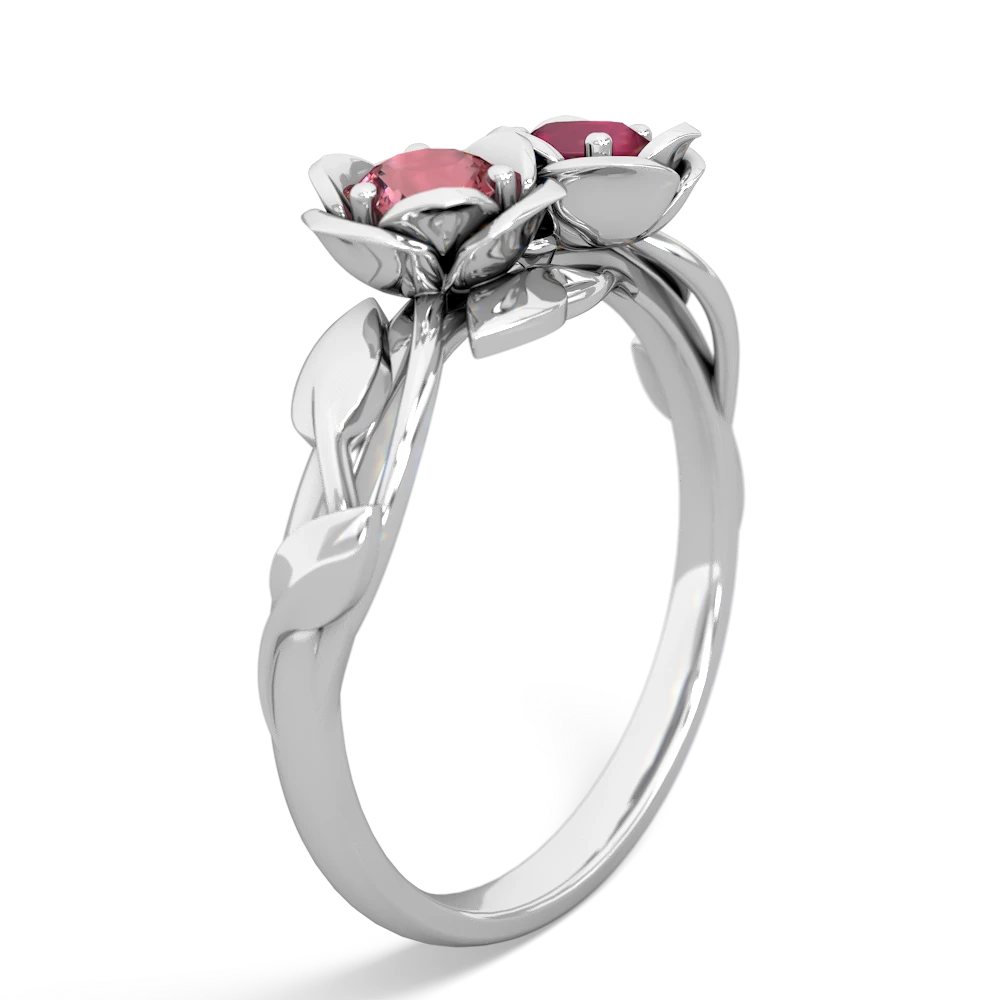 Pink Tourmaline Rose Garden 14K White Gold ring R5510