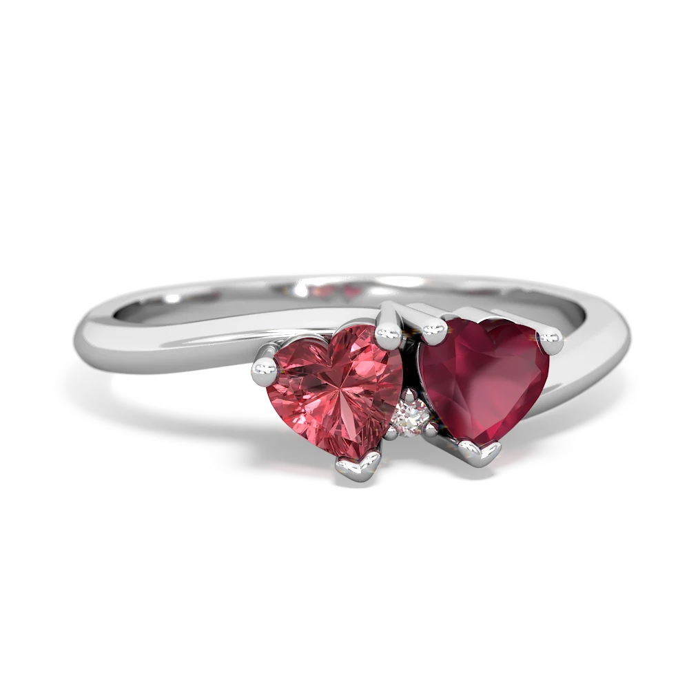 Pink Tourmaline Sweethearts 14K White Gold ring R5260