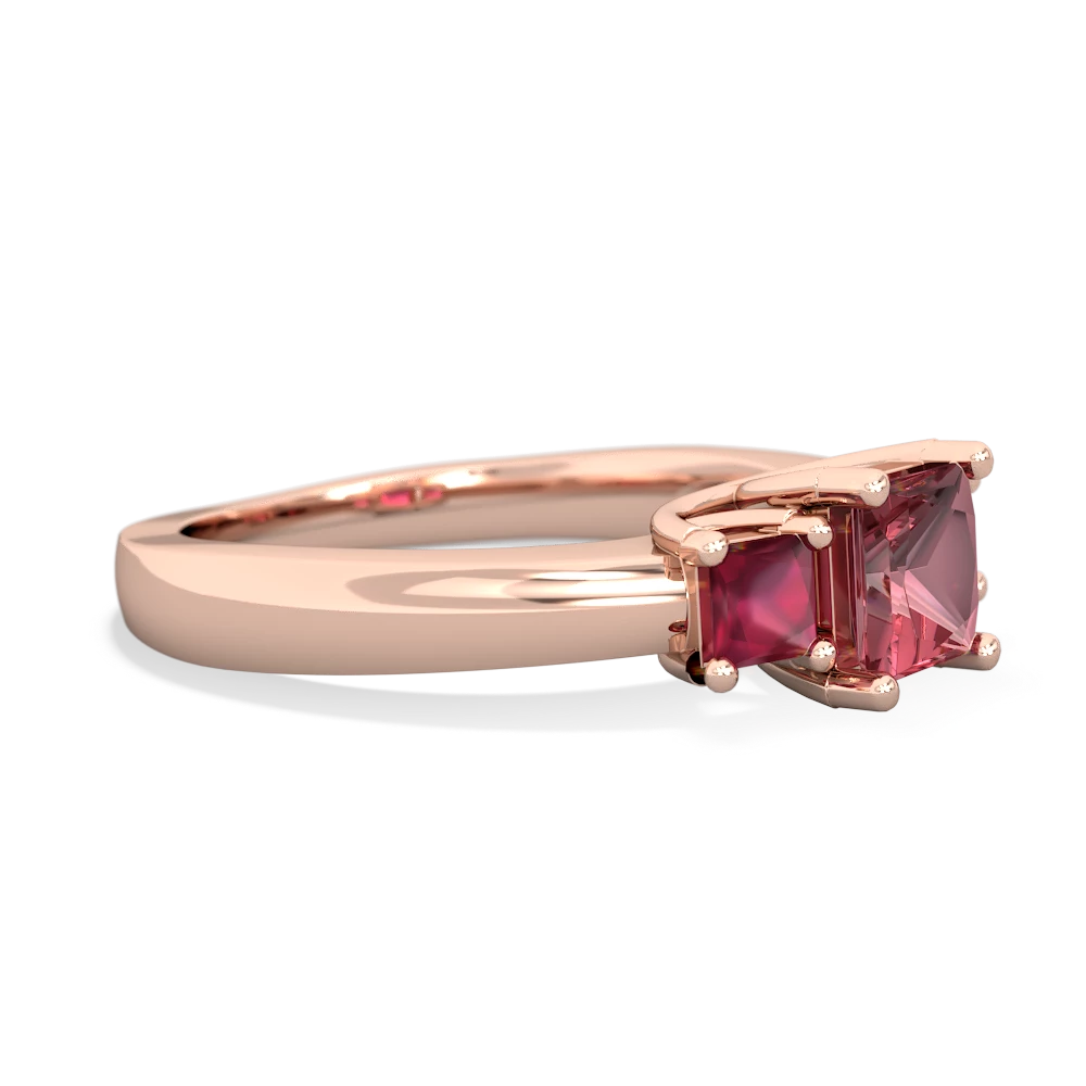 Pink Tourmaline Three Stone Trellis 14K Rose Gold ring R4015