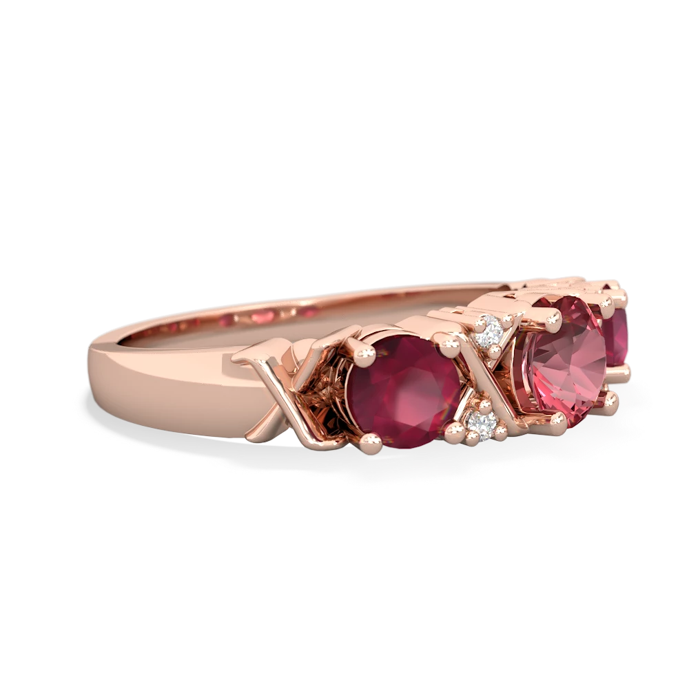 Pink Tourmaline Hugs And Kisses 14K Rose Gold ring R5016