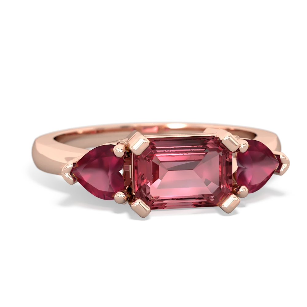 Pink Tourmaline Three Stone 14K Rose Gold ring R5235