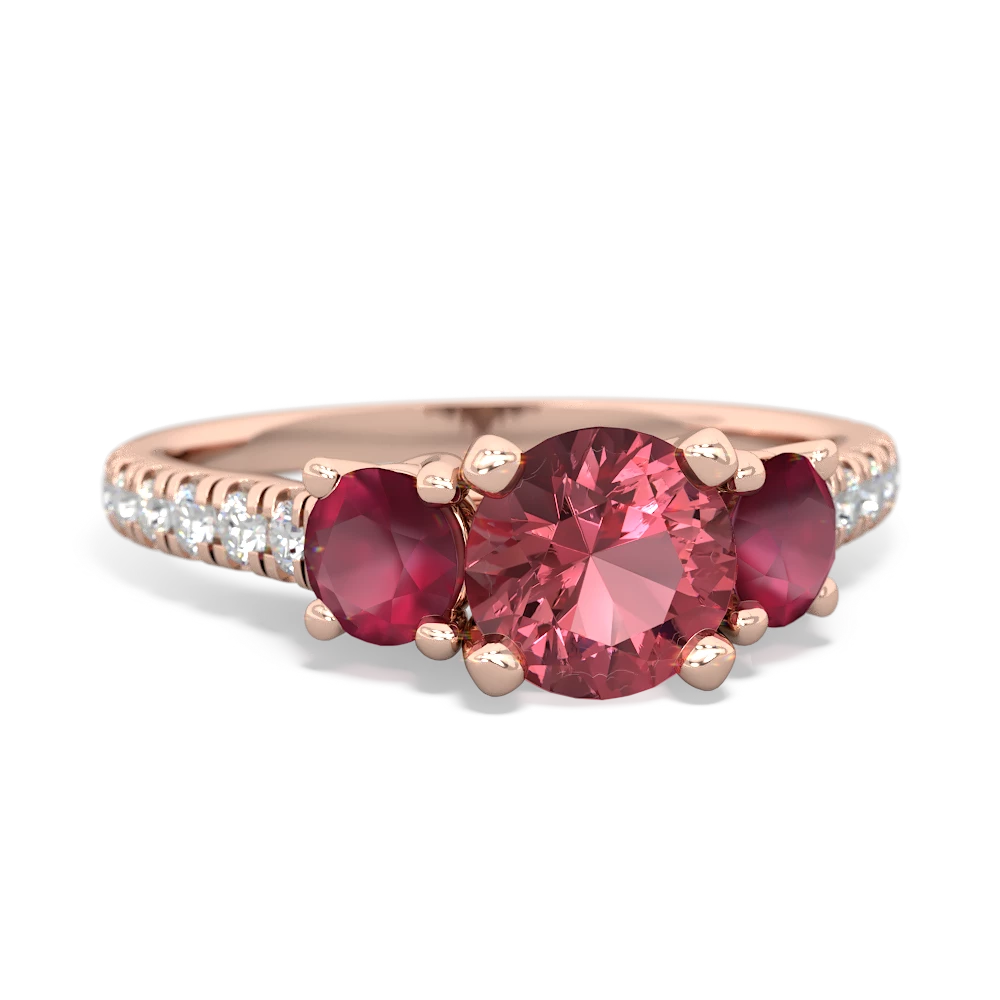 Pink Tourmaline Pave Trellis 14K Rose Gold ring R5500