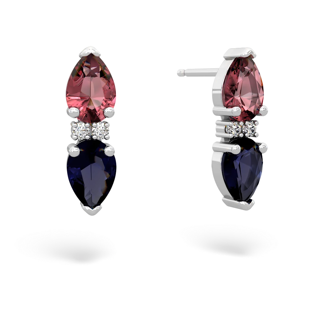 Pink Tourmaline Bowtie Drop 14K White Gold earrings E0865