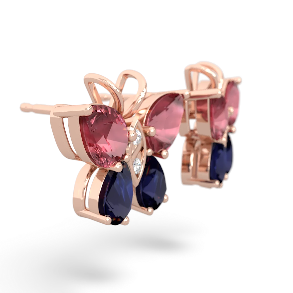 Pink Tourmaline Butterfly 14K Rose Gold earrings E2215