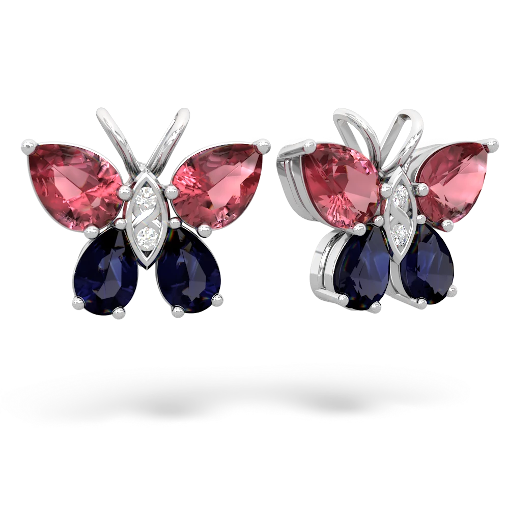 Pink Tourmaline Butterfly 14K White Gold earrings E2215