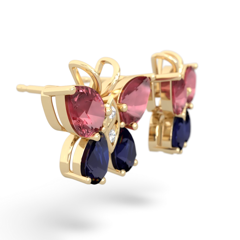 Pink Tourmaline Butterfly 14K Yellow Gold earrings E2215