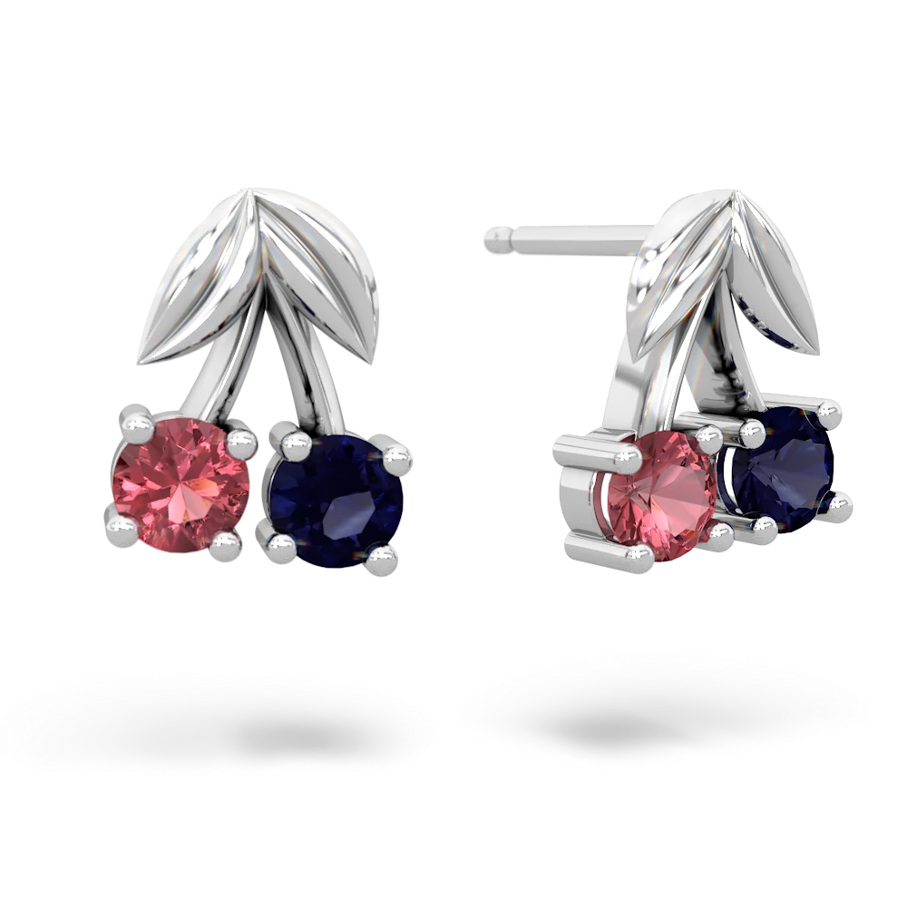 Pink Tourmaline Sweet Cherries 14K White Gold earrings E7001