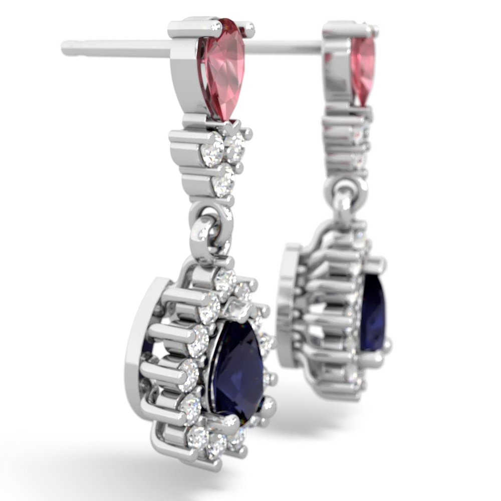 Pink Tourmaline Halo Pear Dangle 14K White Gold earrings E1882