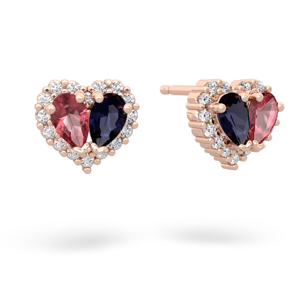 Pink Tourmaline Halo 14K Rose Gold earrings E7008