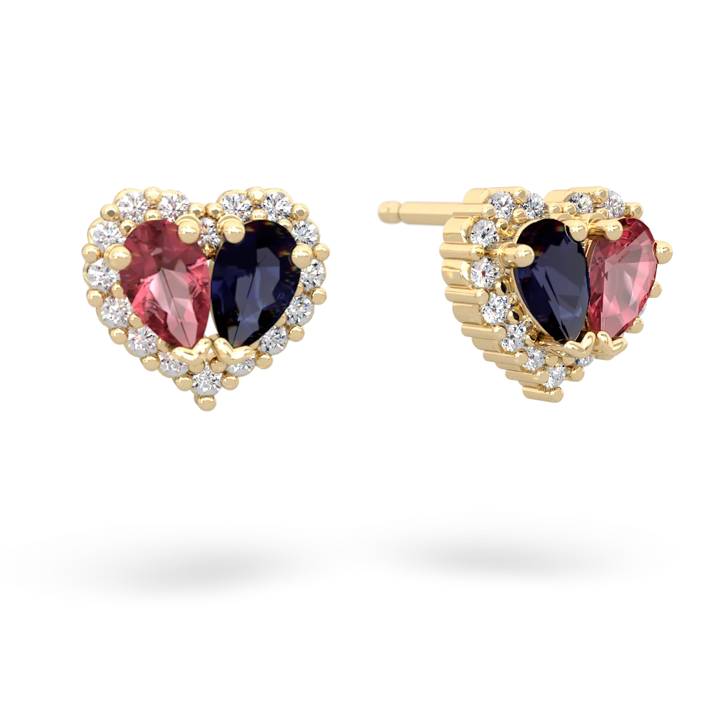 Pink Tourmaline Halo 14K Yellow Gold earrings E7008