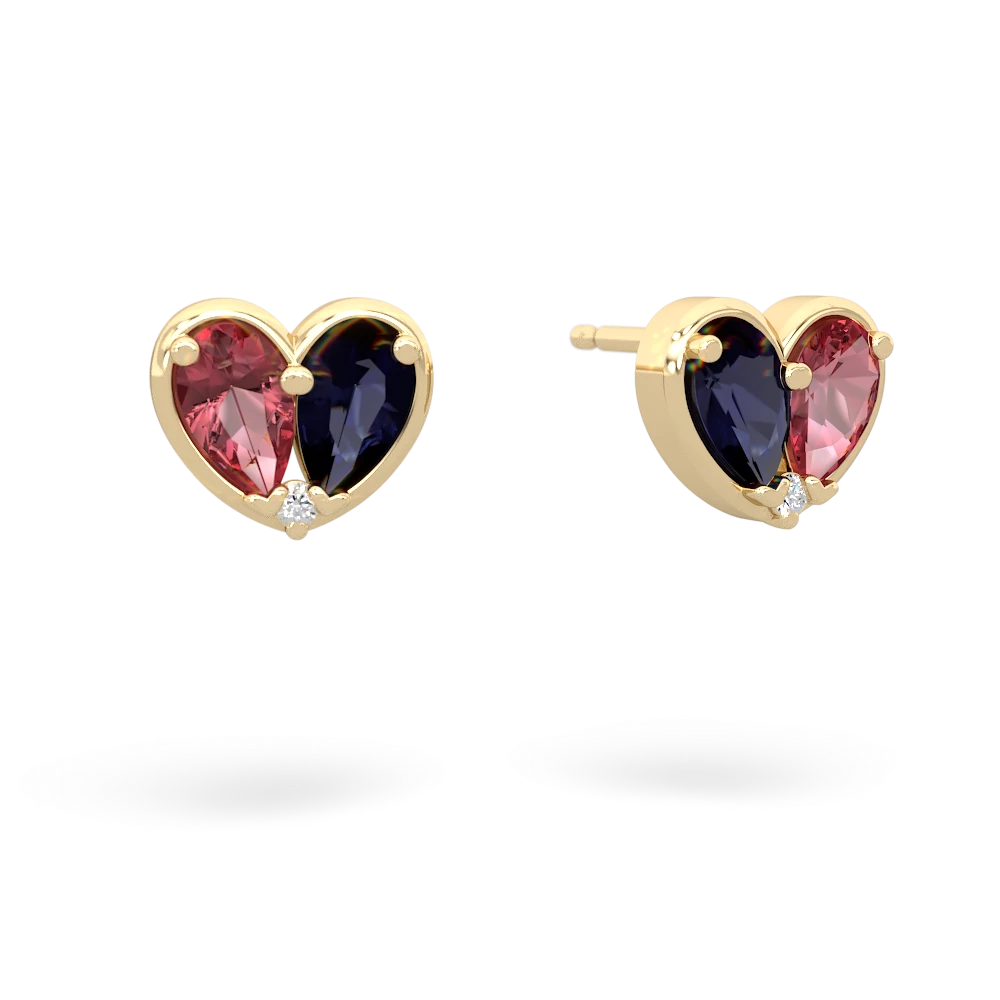 Pink Tourmaline 'Our Heart' 14K Yellow Gold earrings E5072