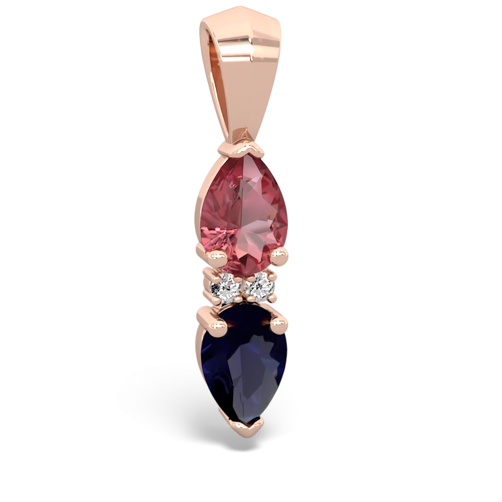 Pink Tourmaline Bowtie Drop 14K Rose Gold pendant P0865