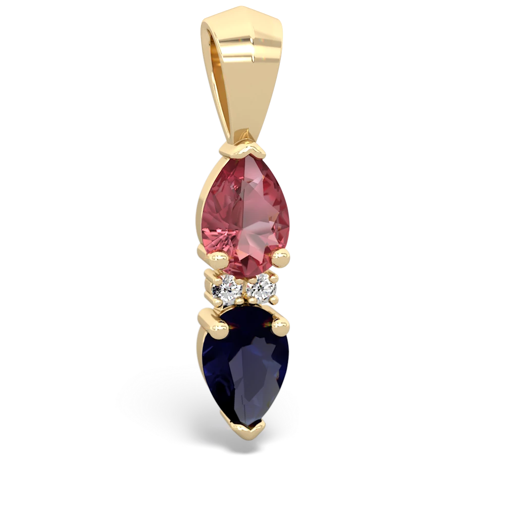 Pink Tourmaline Bowtie Drop 14K Yellow Gold pendant P0865