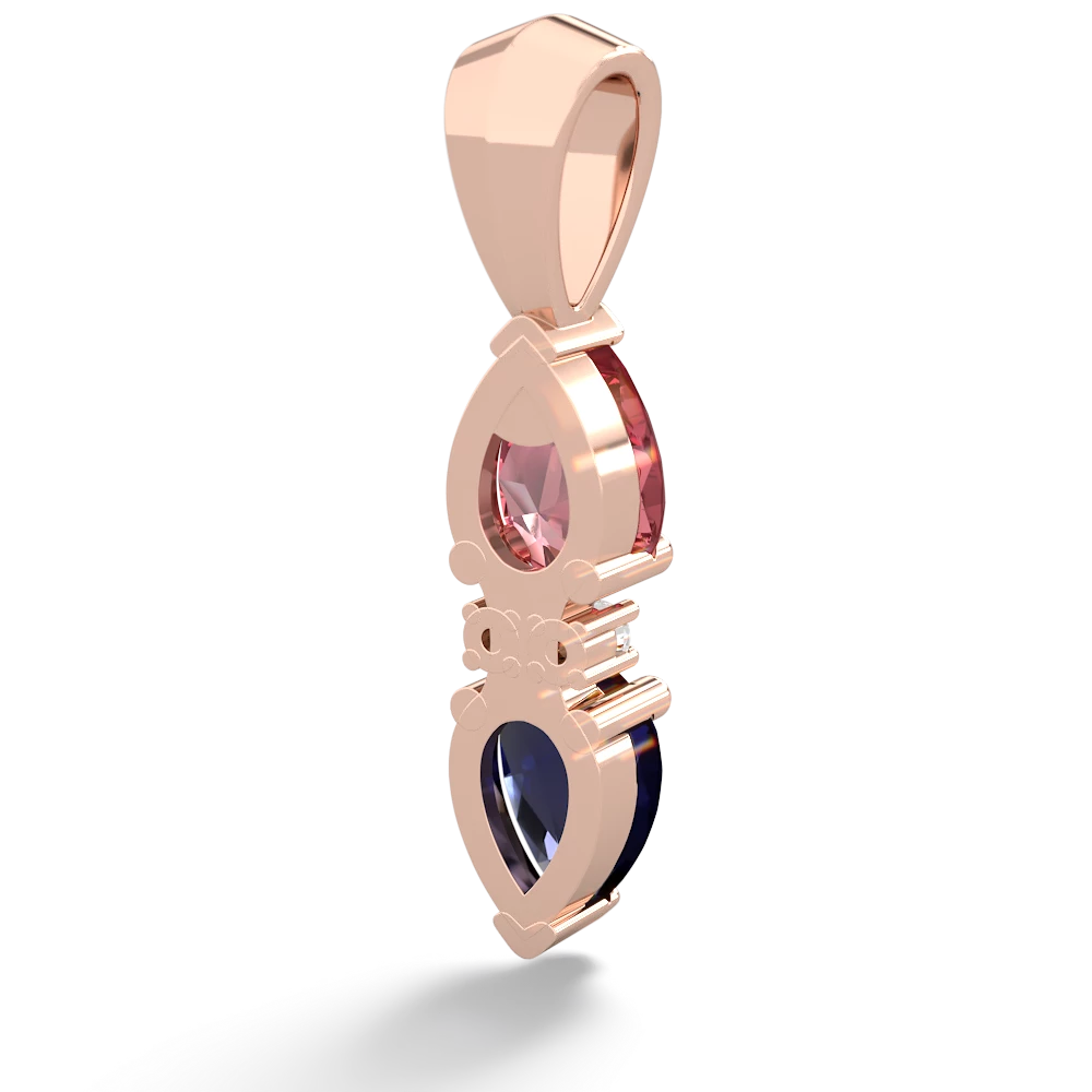 Pink Tourmaline Bowtie Drop 14K Rose Gold pendant P0865