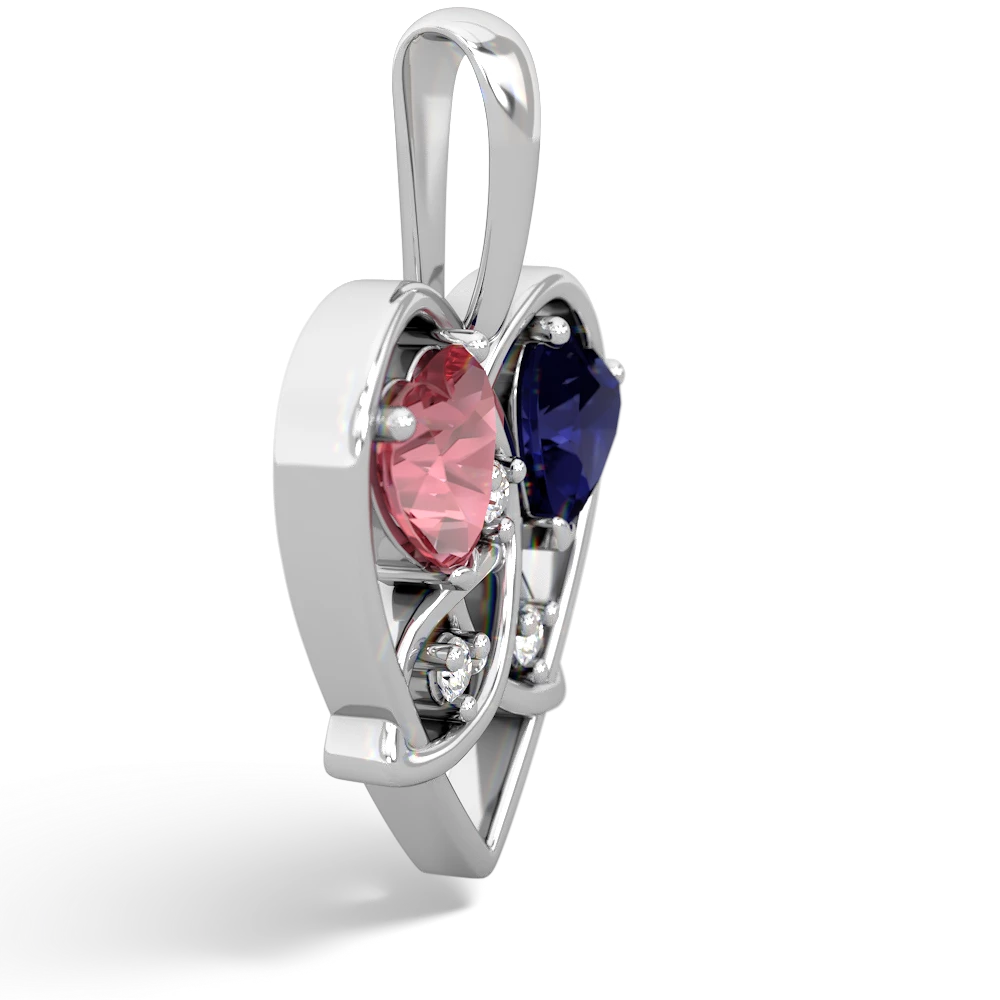 Pink Tourmaline Celtic Trinity Heart 14K White Gold pendant P5331