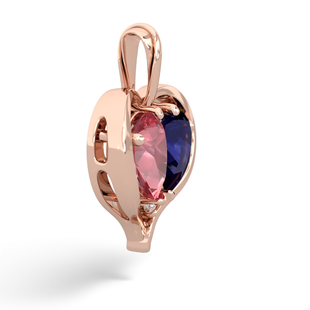 Pink Tourmaline Two Become One 14K Rose Gold pendant P5330