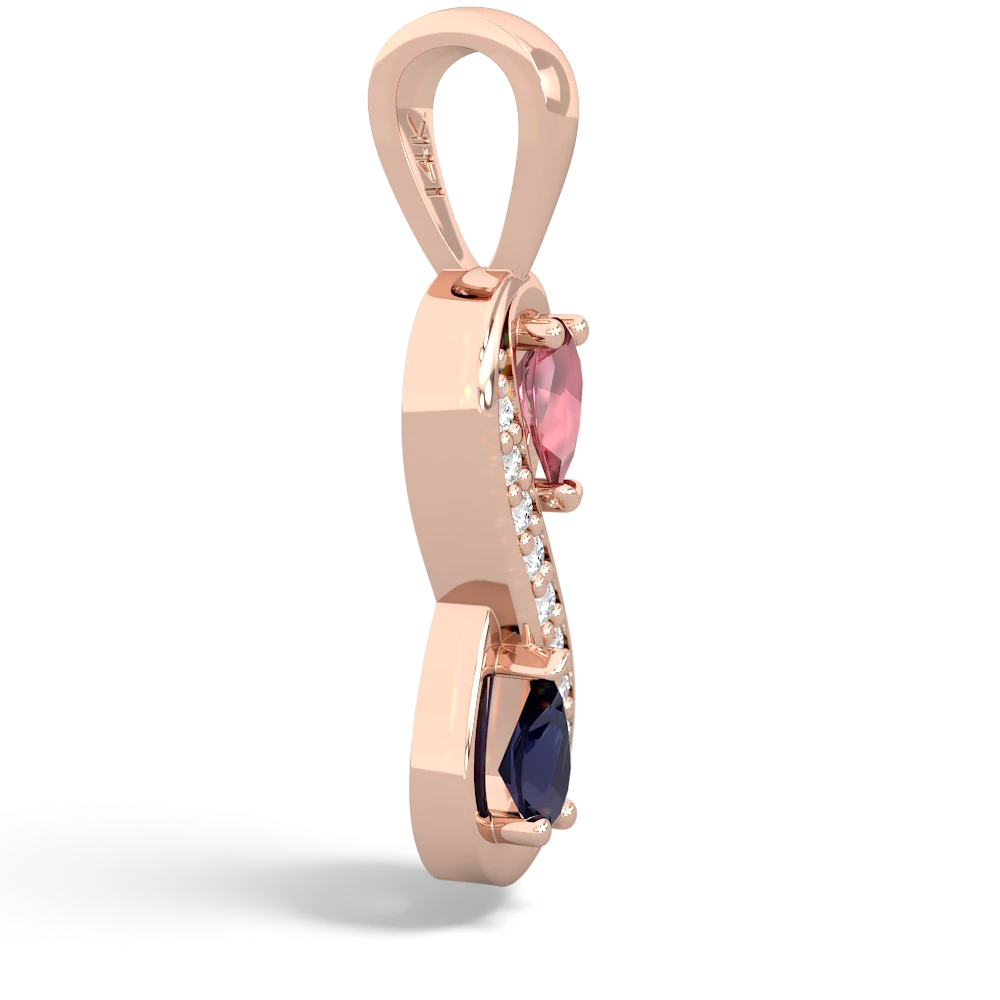 Pink Tourmaline Diamond Infinity 14K Rose Gold pendant P5390