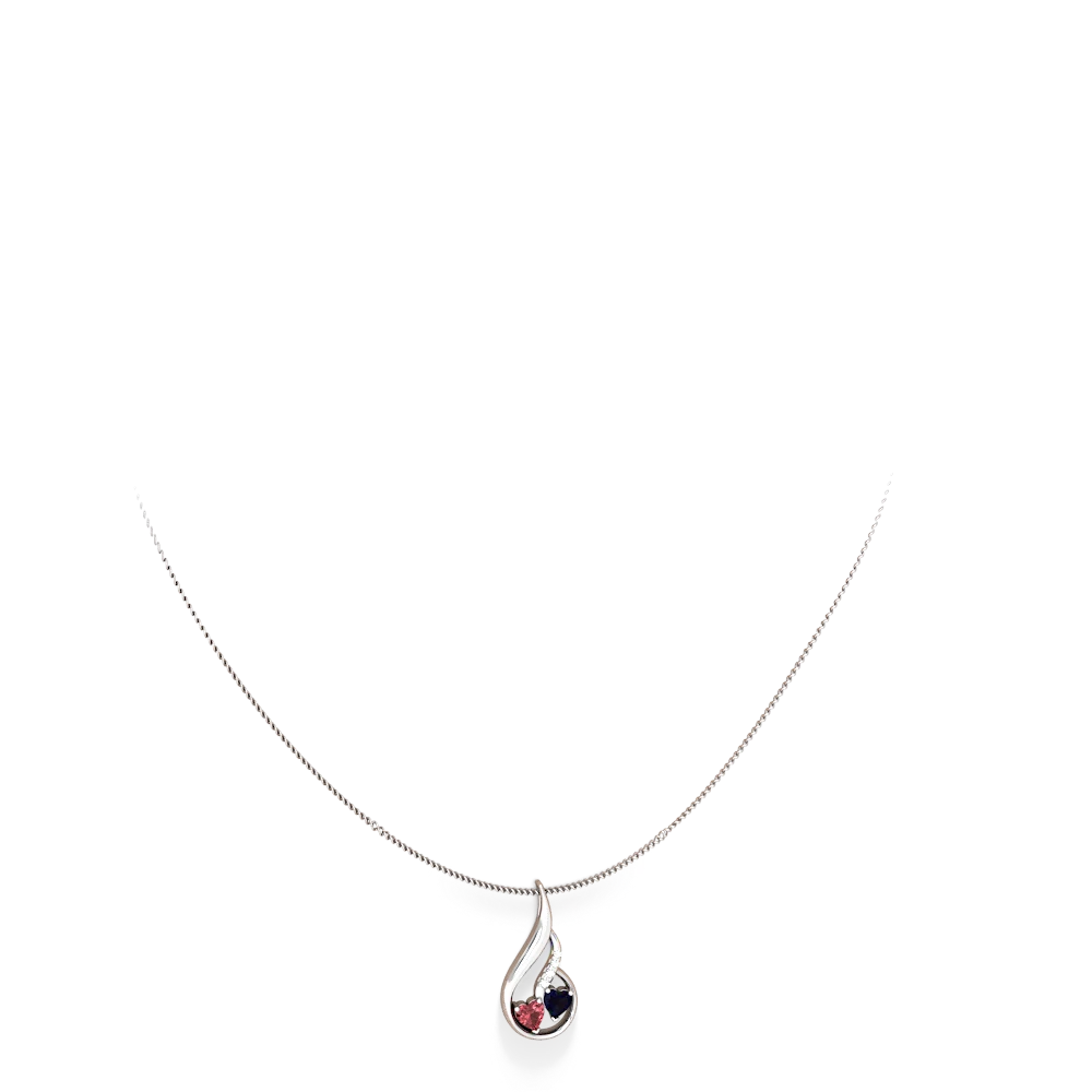 Pink Tourmaline Keepsake Curves 14K White Gold pendant P5450