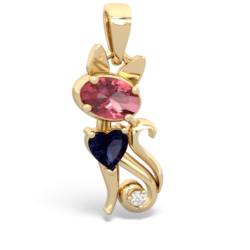 Pink Tourmaline Kitten 14K Yellow Gold pendant P5780