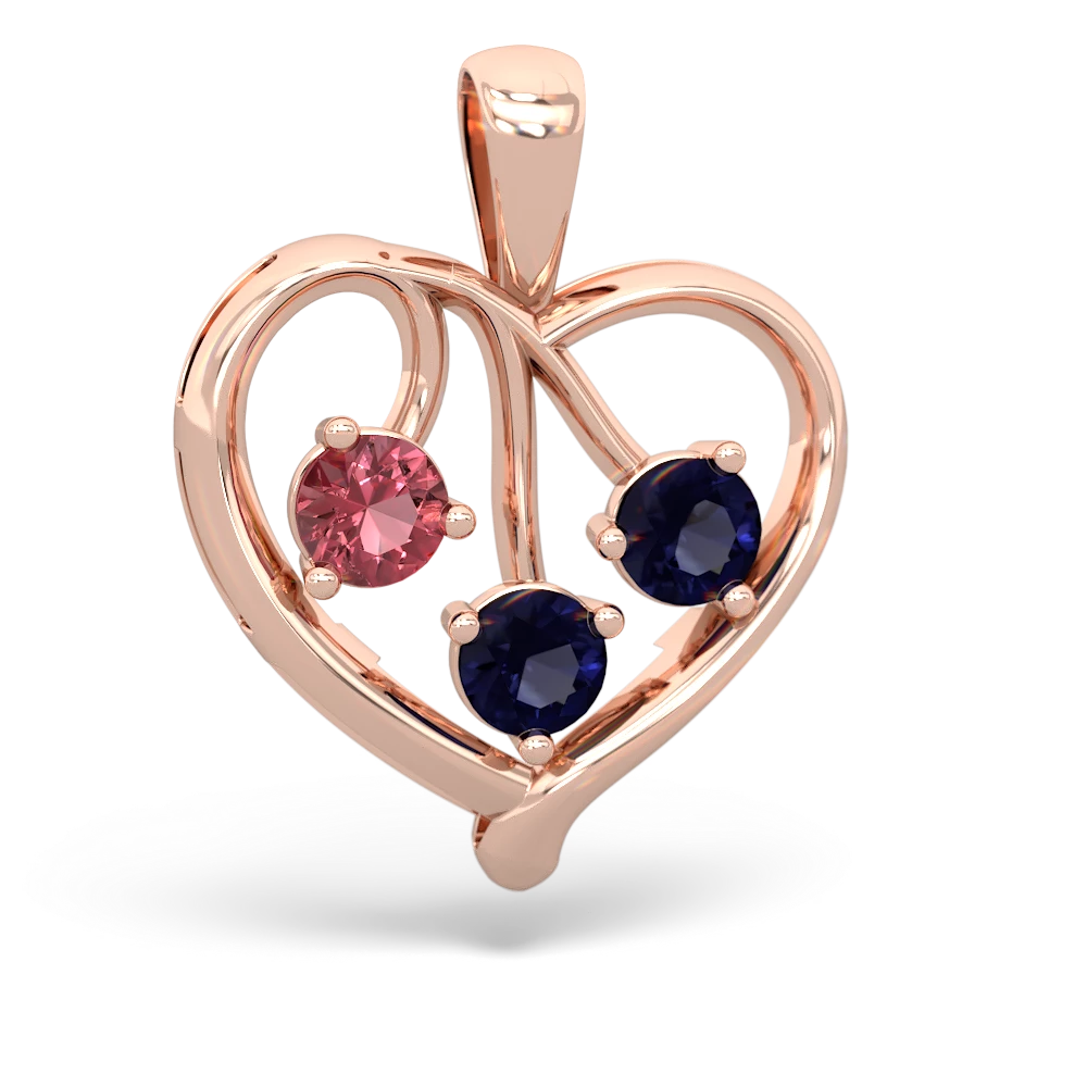 Pink Tourmaline Glowing Heart 14K Rose Gold pendant P2233