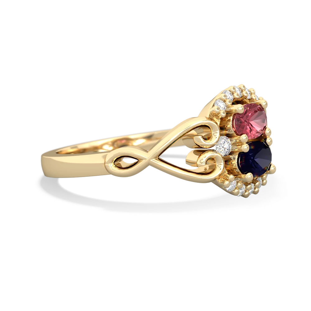 Pink Tourmaline Love Nest 14K Yellow Gold ring R5860