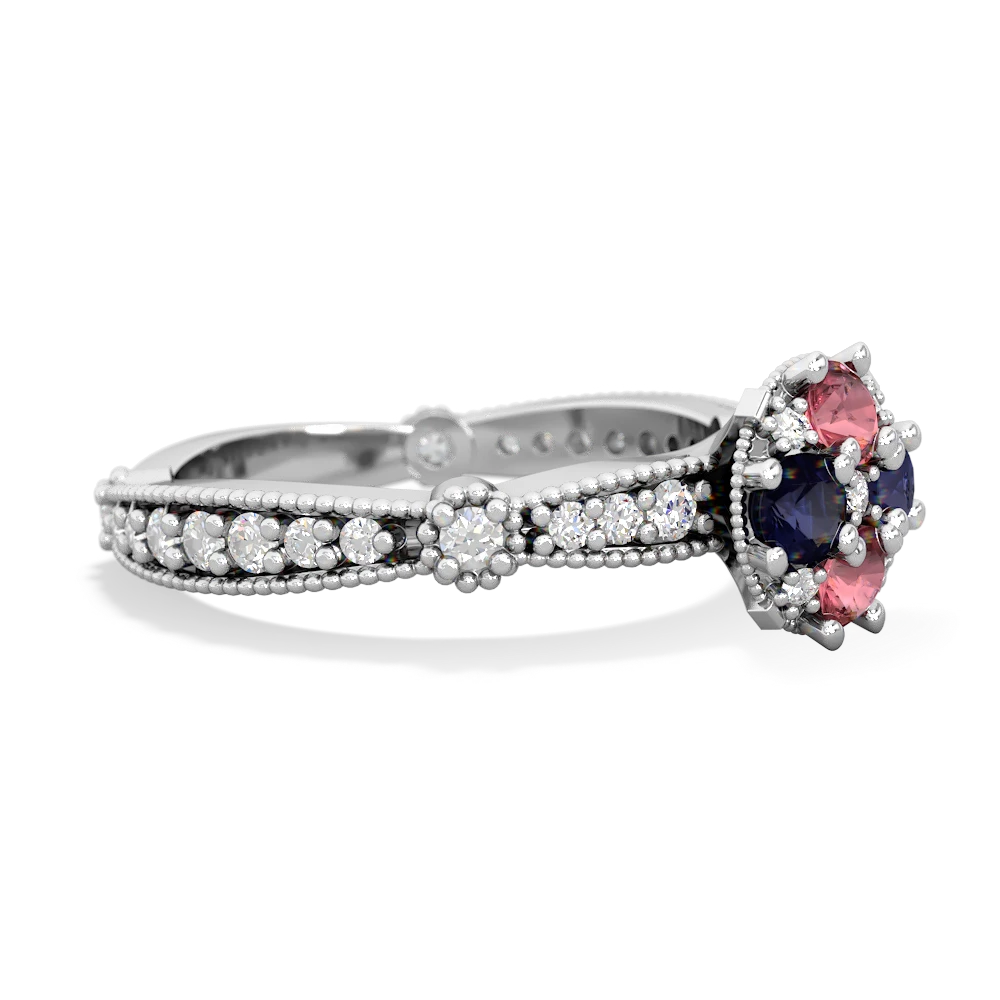 Pink Tourmaline Sparkling Tiara Cluster 14K White Gold ring R26293RD