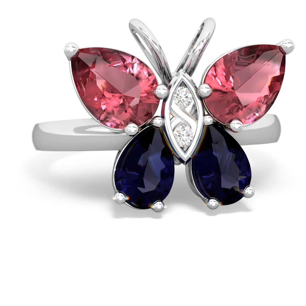 Pink Tourmaline Butterfly 14K White Gold ring R2215