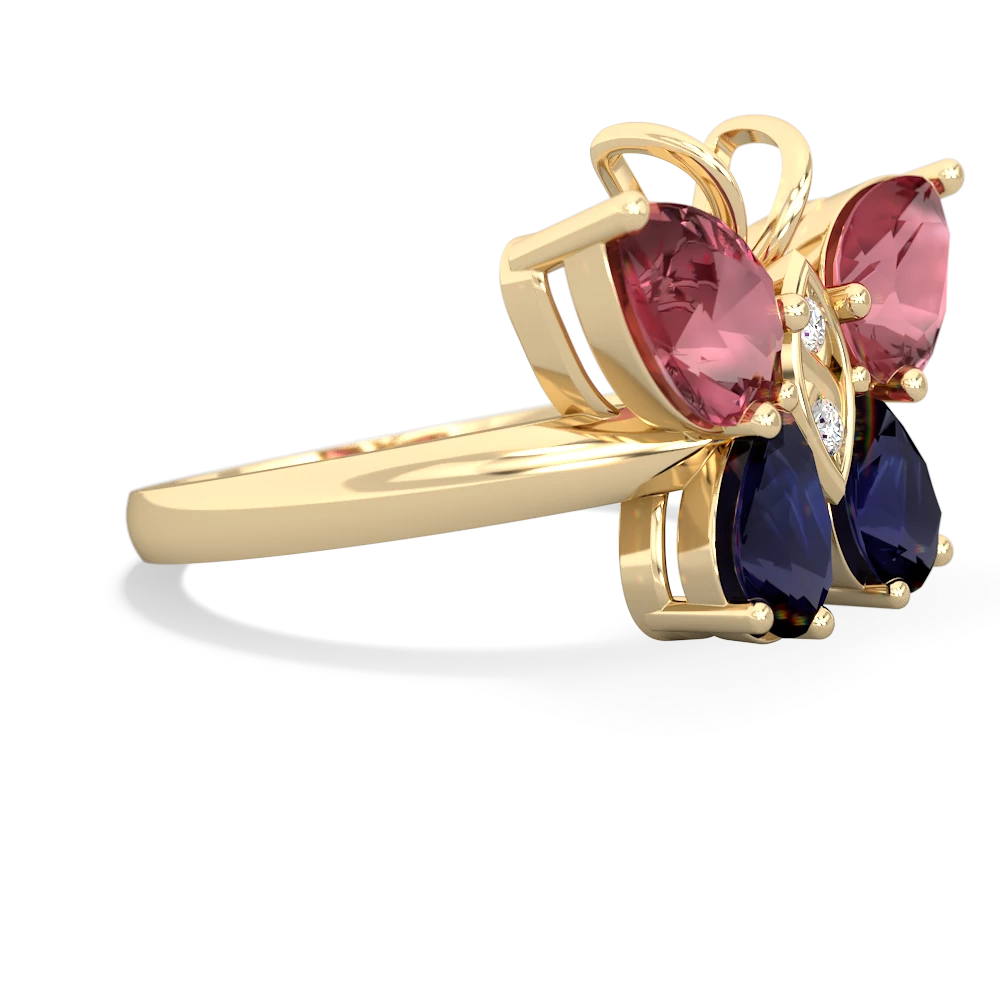 Pink Tourmaline Butterfly 14K Yellow Gold ring R2215