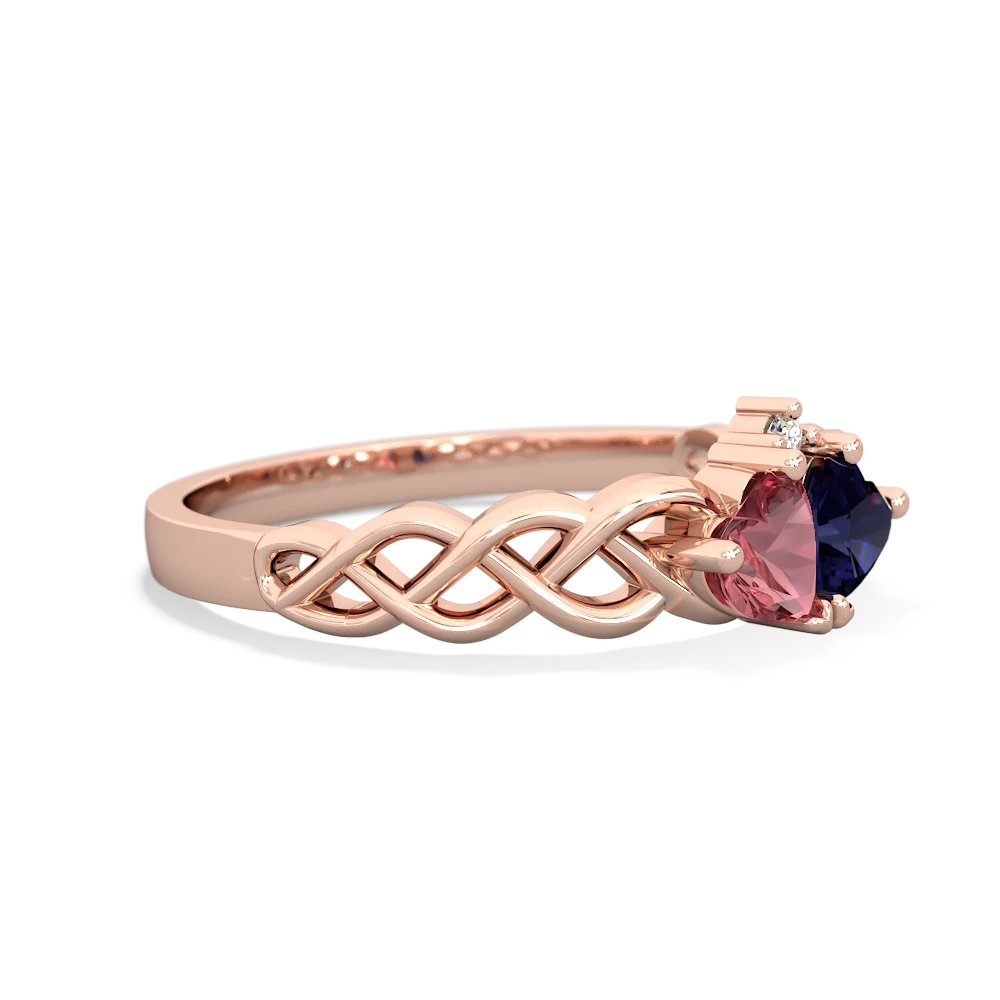 Pink Tourmaline Heart To Heart Braid 14K Rose Gold ring R5870