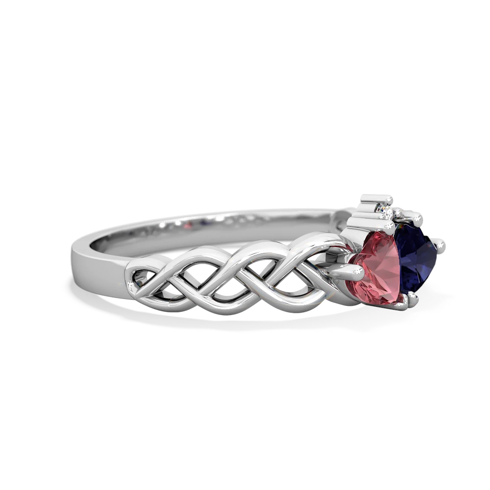 Pink Tourmaline Heart To Heart Braid 14K White Gold ring R5870