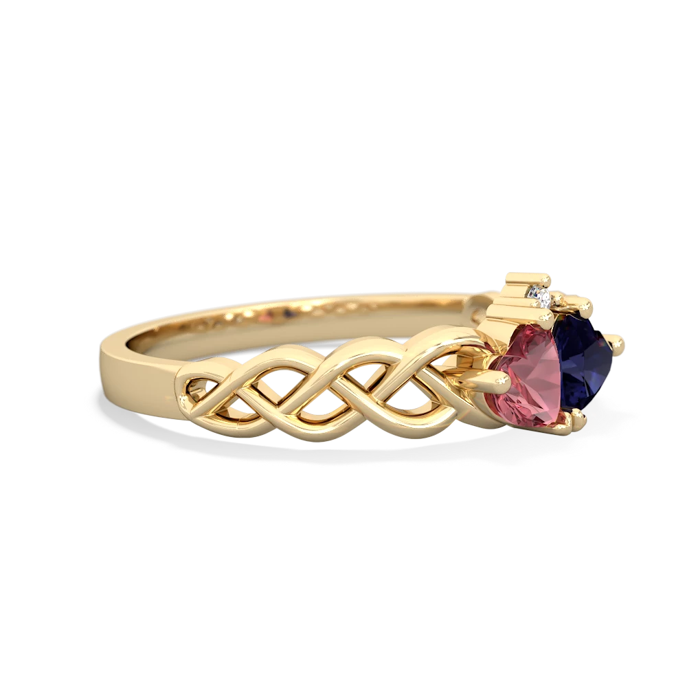 Pink Tourmaline Heart To Heart Braid 14K Yellow Gold ring R5870