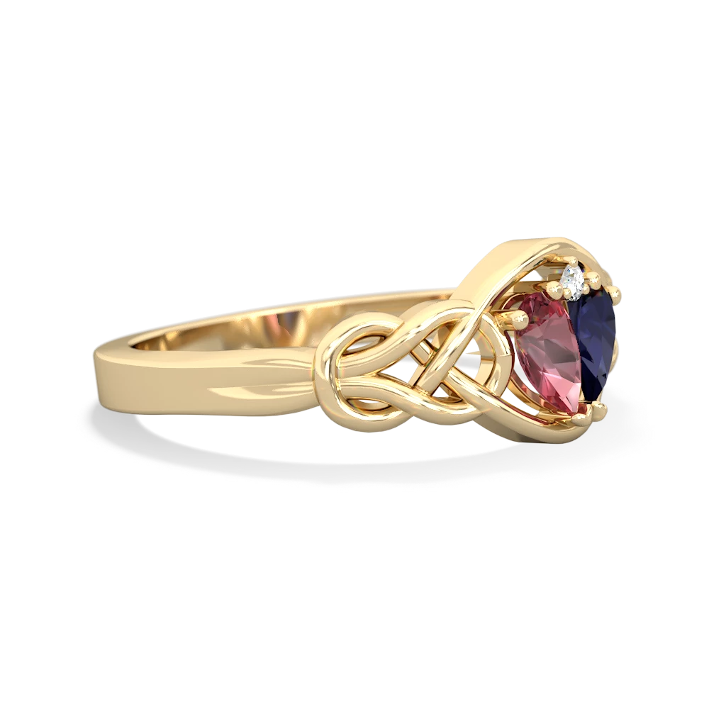 Pink Tourmaline Celtic Love Knot 14K Yellow Gold ring R5420