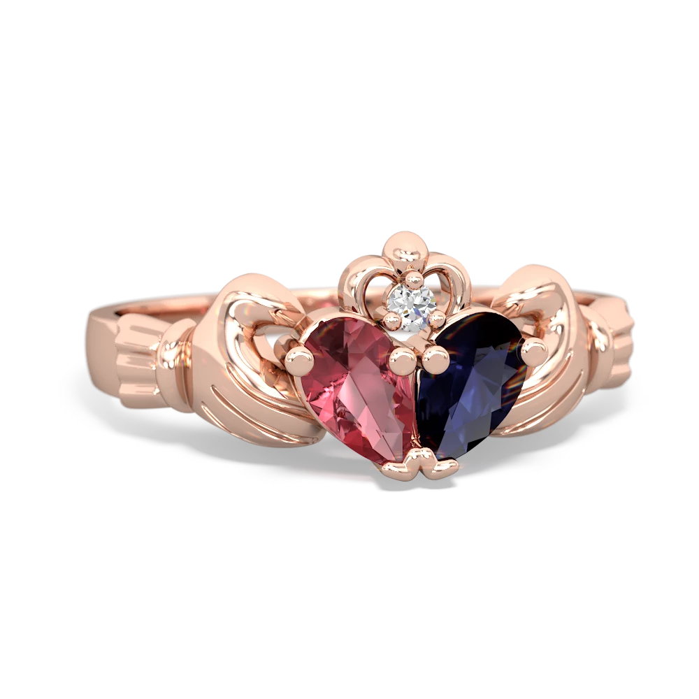 Pink Tourmaline 'Our Heart' Claddagh 14K Rose Gold ring R2388