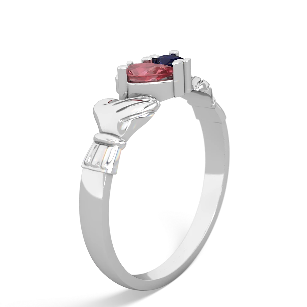 Pink Tourmaline 'Our Heart' Claddagh 14K White Gold ring R2388