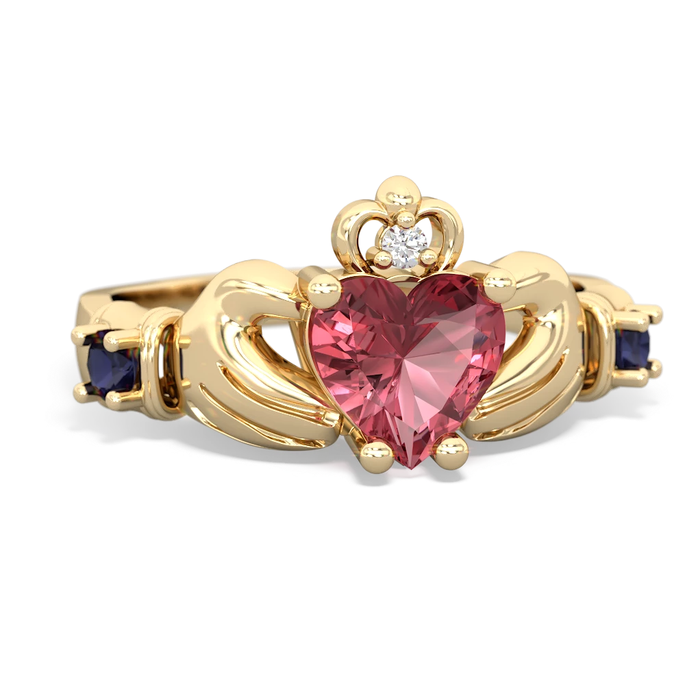 Pink Tourmaline Claddagh Keepsake 14K Yellow Gold ring R5245