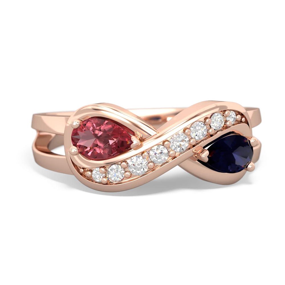 Pink Tourmaline Diamond Infinity 14K Rose Gold ring R5390