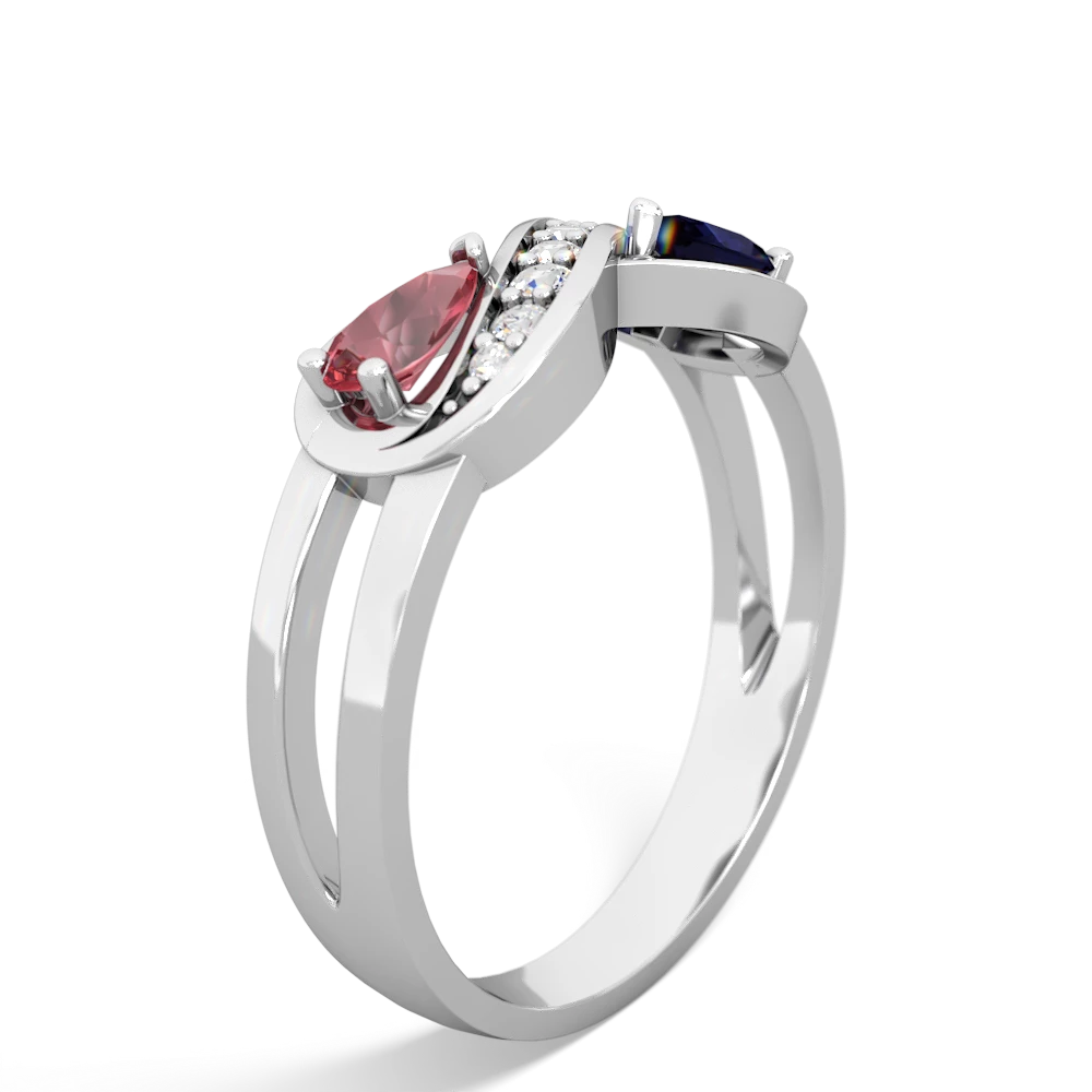 Pink Tourmaline Diamond Infinity 14K White Gold ring R5390